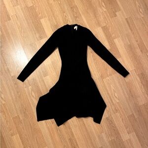 Michael Kors Black Slim Sweater Dress Uneven Size XXS